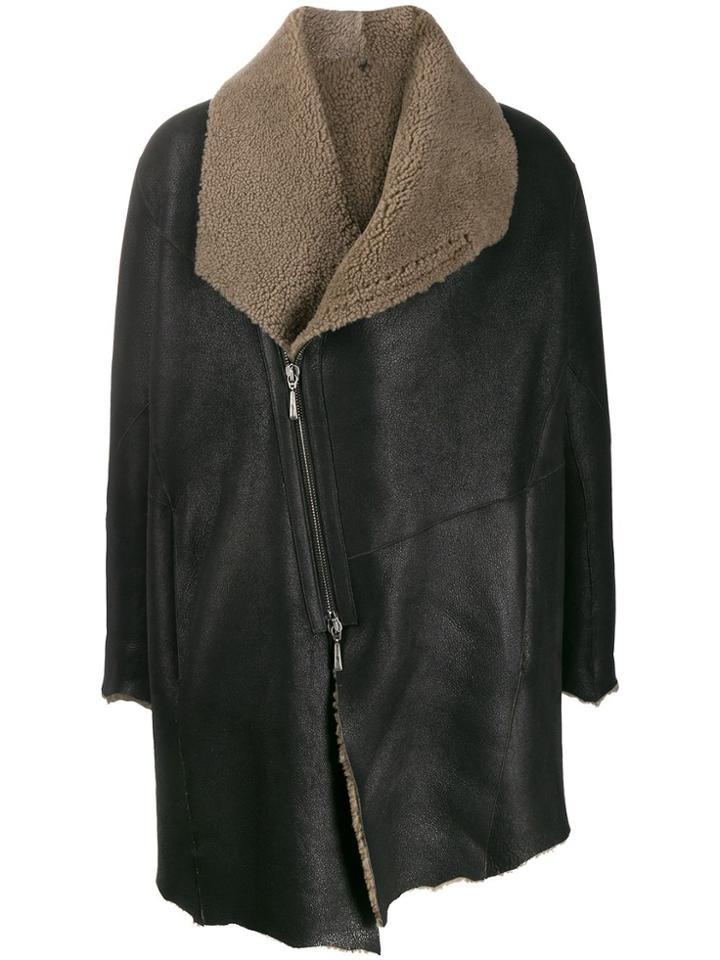 Masnada Shearling Raw Edge Coat - Brown