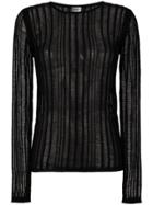 Saint Laurent Ladder Stitch Stripe Sweater - Black