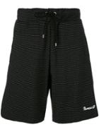 Numero00 - Striped Shorts - Men - Polyamide/polyester/spandex/elastane/viscose - L, Black, Polyamide/polyester/spandex/elastane/viscose