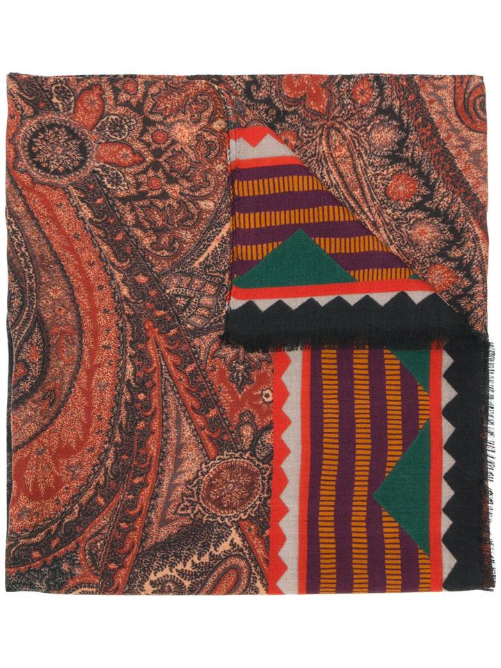 Etro - Printed Scarf - Men - Silk/wool - One Size, Red, Silk/wool