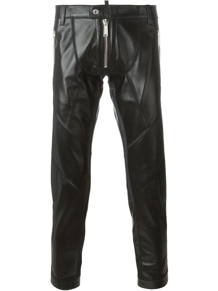 Dsquared2 Skinny Trousers, Men's, Size: 50, Black, Sheep Skin/shearling/polyamide/spandex/elastane