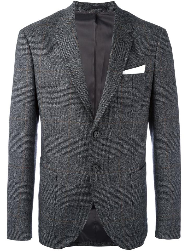 Neil Barrett Two Button Suit Jacket, Men's, Size: 48, Grey, Virgin Wool/polyamide/spandex/elastane/virgin Wool