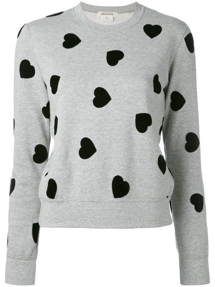 Comme Des Garçons - Flocked Heart Sweatshirt - Women - Cotton - S, Grey, Cotton
