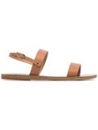 Ancient Greek Sandals Clio Double Strap Leather Sandals - Brown
