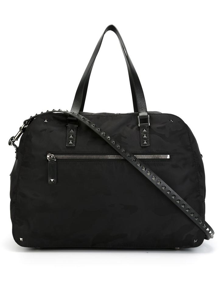 Valentino Garavani Camouflage Weekender Bag, Black, Nylon/leather/metal Other
