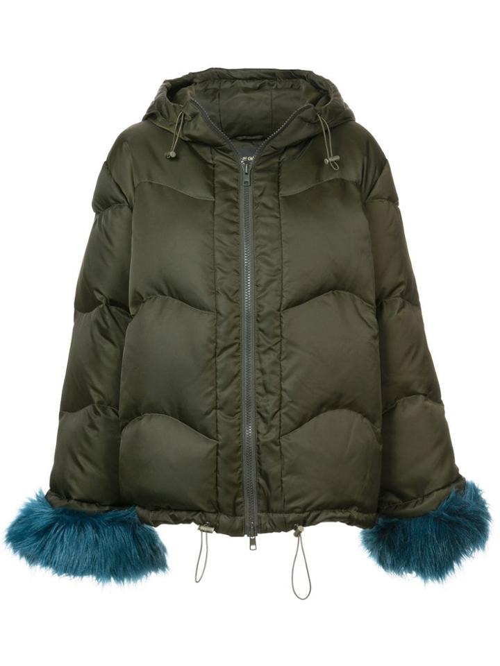 Stine Goya Faux-fur Trim Jacket - Green