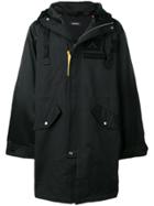 Diesel Patches Hooded Parka Coat - Black