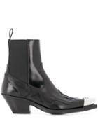 Versace Contrast Toe Western Boots - Black