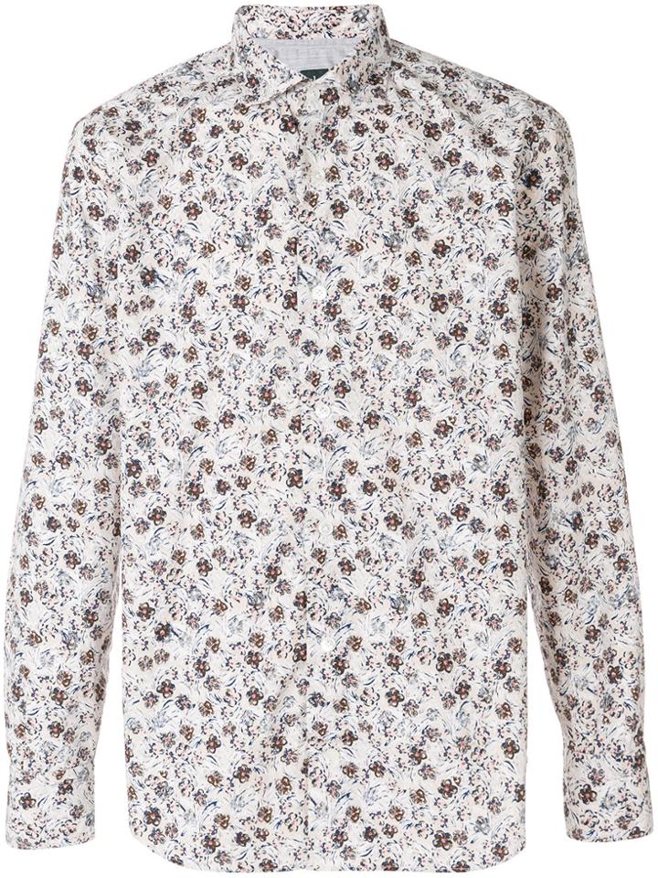 Eleventy Floral-print Fitted Shirt - Nude & Neutrals
