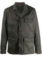 John Varvatos Embroidered Snake Military Jacket - Green