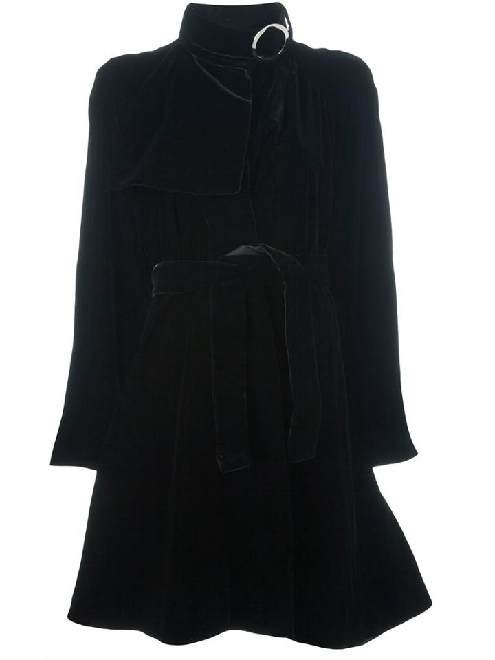 Giorgio Armani Velvet Maxi Coat, Women's, Size: 44, Black, Silk/viscose/cupro/cupro