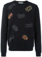 Jimi Roos Embroidered Cartoon Effect Sweatshirt, Men's, Size: Small, Black, Cotton
