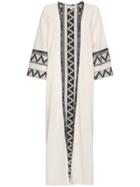 Celia Dragouni Zig Zag Embroidered Cotton Kaftan Jacket - Nude &