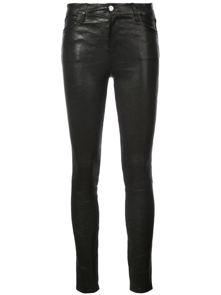 J Brand Fitted Leather Trousers - Black