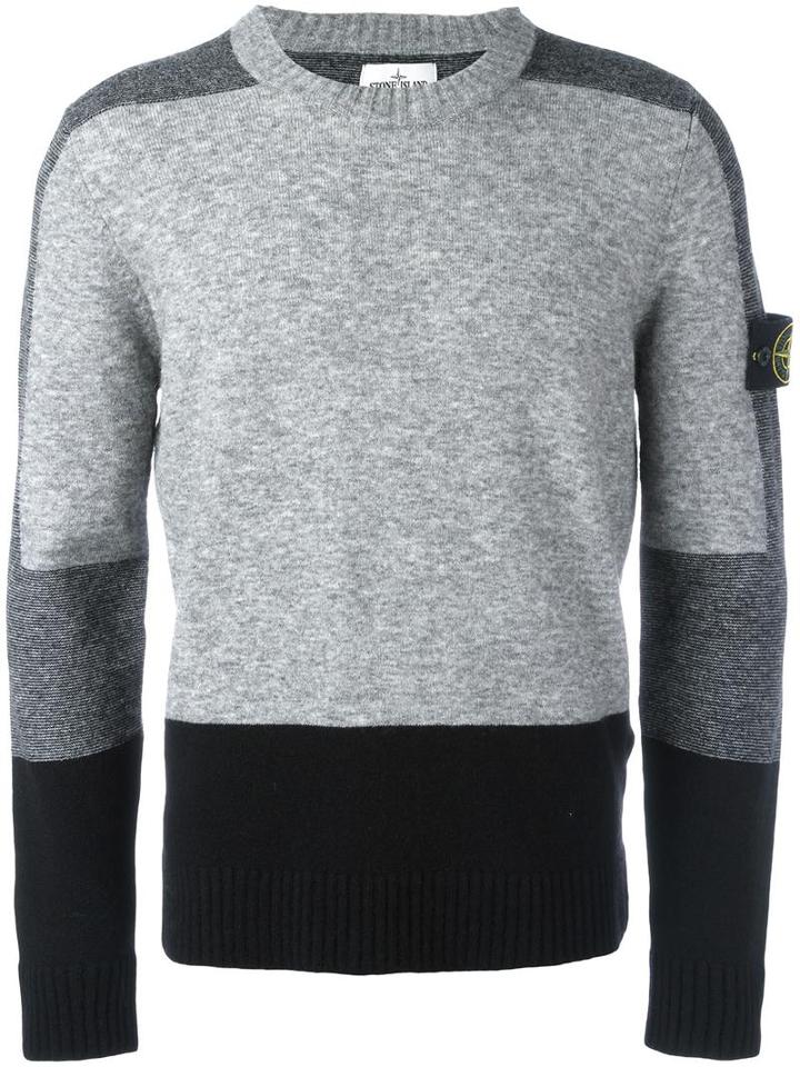 Stone Island Crew Neck Jumper, Men's, Size: Medium, Grey, Polyamide/wool/acrylic/alpaca