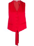 Styland Button-up Waistcoat - Red