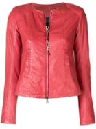 S.w.o.r.d 6.6.44 Collarless Leather Jacket - Red
