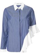 Sandy Liang Ruffled Detail Striped Shirt - Blue