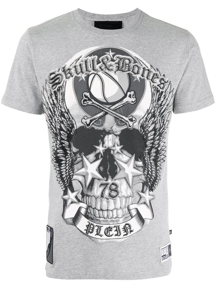 Philipp Plein Printed T-shirt, Men's, Size: Small, Grey, Cotton