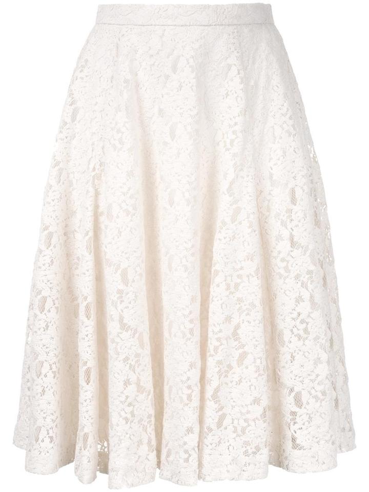 Strasburgo Flared Lace Detail Skirt, Women's, Size: 38, White, Nylon/cotton