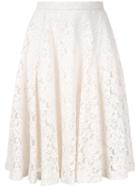 Strasburgo Flared Lace Detail Skirt, Women's, Size: 38, White, Nylon/cotton
