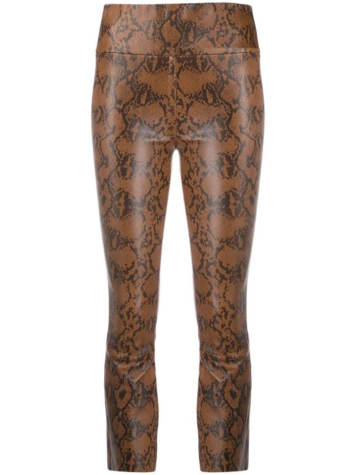 Sprwmn High Rise Snakeskin Print Trousers - Brown