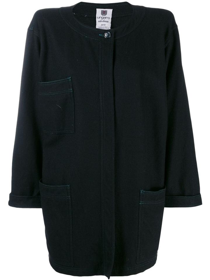 Emanuel Ungaro Pre-owned 1980's Loose Collarless Coat - Black