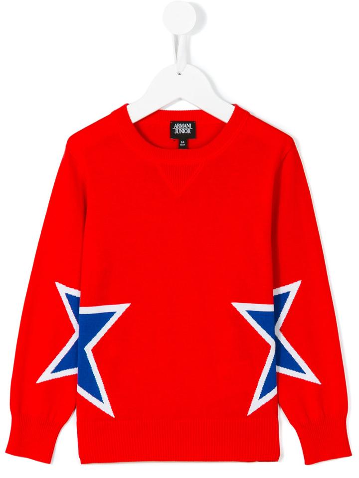 Armani Junior - Star Knit Top - Kids - Cotton - 10 Yrs, Red