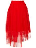 Msgm Asymmetric Tulle Skirt - Red