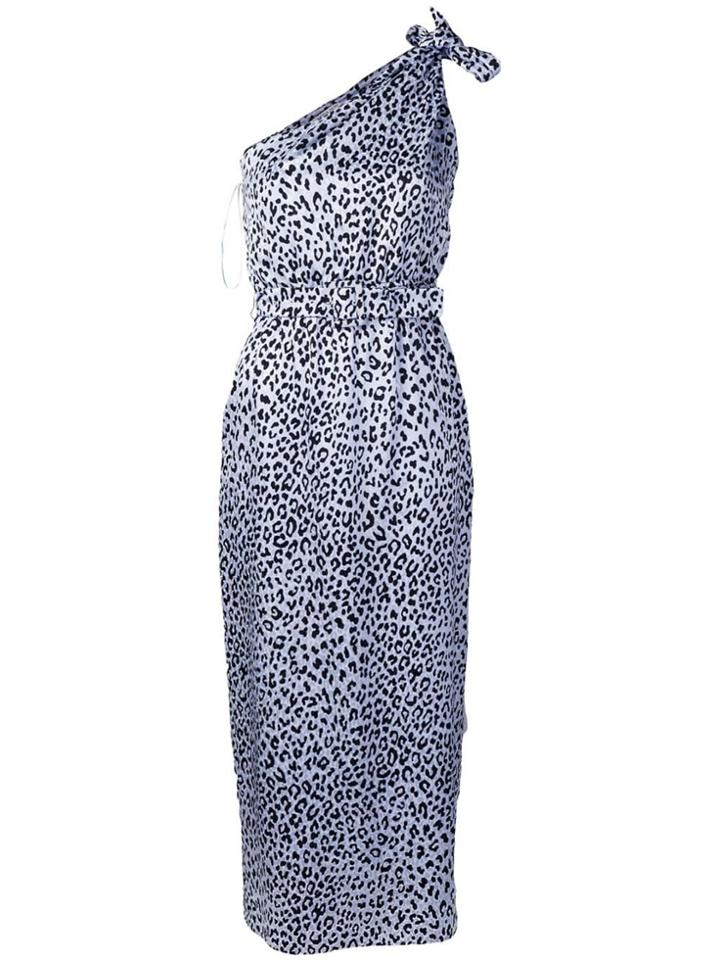 Alessandra Rich One-shoulder Leopard Print Dress - Blue