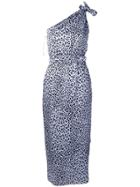 Alessandra Rich One-shoulder Leopard Print Dress - Blue