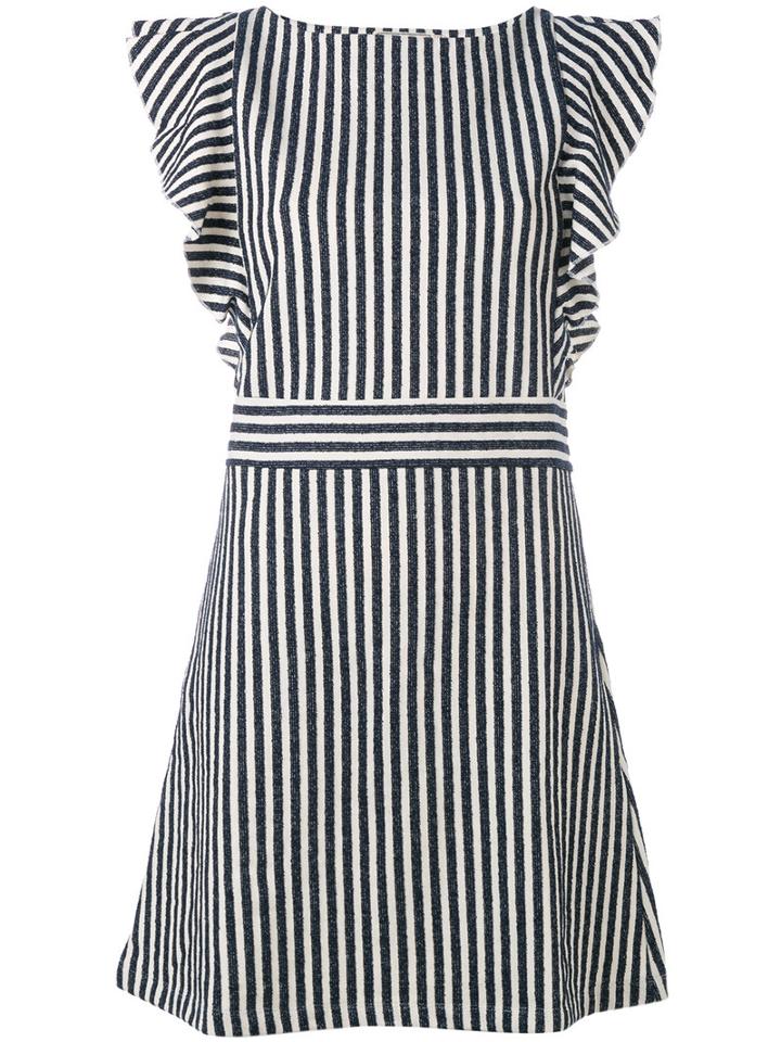 Maison Kitsuné - Striped Dress - Women - Cotton/polyamide - L, Blue, Cotton/polyamide