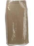 Nina Ricci Sequinned Pencil Skirt, Women's, Size: 38, Nude/neutrals, Silk