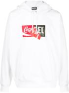 Diesel Recycled Fabric Hoodie With Double Logo Print - White