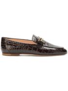 Tod's Embossed Vernished Patterned Loafers - Brown