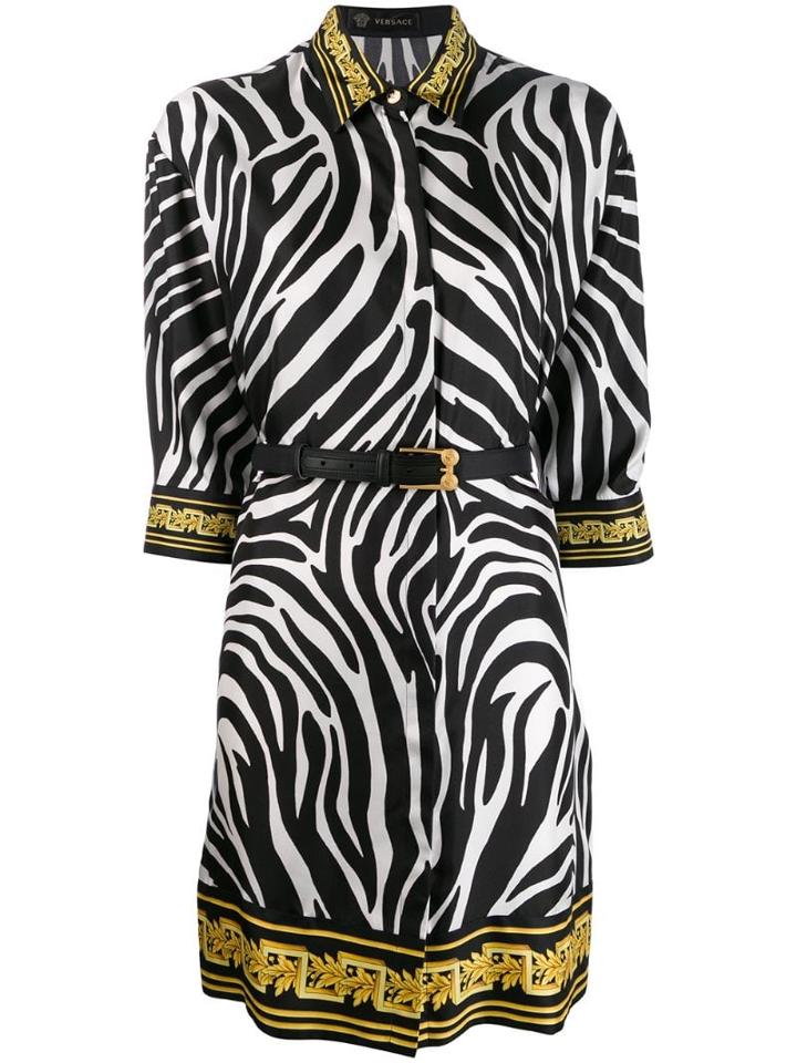 Versace Zebra Print Shirt Dress - Black