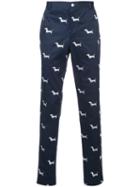 Thom Browne - Dog Print Tapered Trousers - Men - Cotton - 2, Blue, Cotton