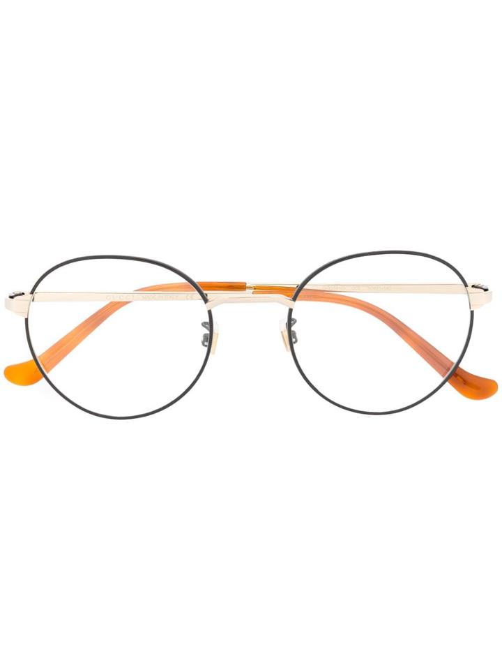 Gucci Eyewear Round Frame Optical Glasses - Gold