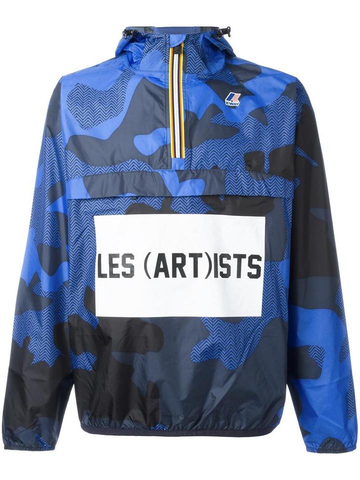 Les (art)ists Logo Print Anorak, Men's, Size: Large, Blue, Polyester
