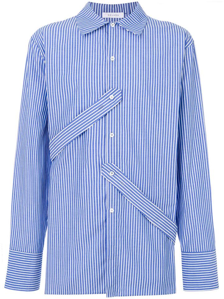 Delada - Striped Strap Shirt - Men - Cotton - 1, Blue, Cotton