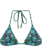 Lygia & Nanny Foliage Print Triangle Bikini Top, Women's, Size: P, Blue, Polyamide/spandex/elastane