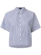 Theory Striped Short Sleeve Shirt - Blue