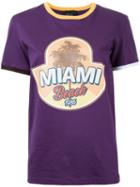 N Duo - 'miami Beach' Print T-shirt - Women - Cotton/spandex/elastane - 38, Pink/purple, Cotton/spandex/elastane