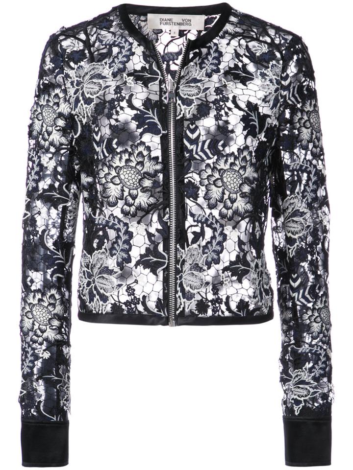 Dvf Diane Von Furstenberg Sheer Lace Jacket - Black