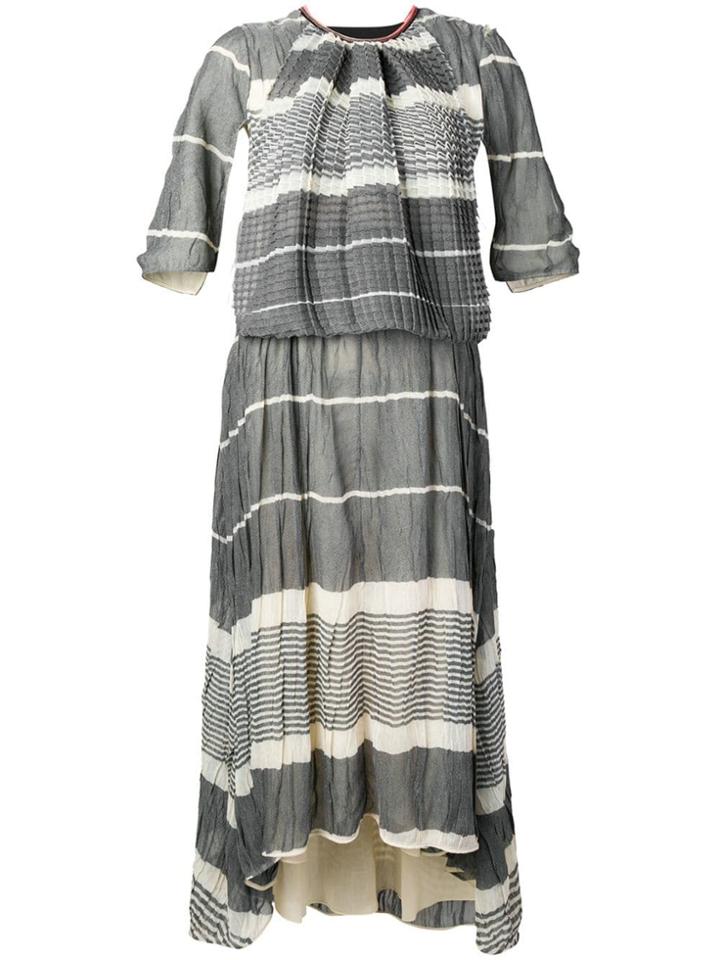 Loewe Pleated Striped Dress - Grey