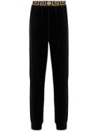 Versace Greca-band Velvet Joggers - Black