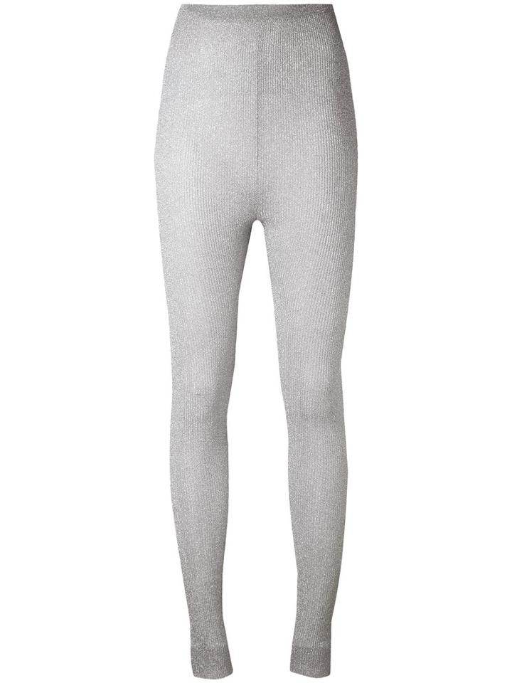 Melampo - Ribbed Knit Leggings - Women - Nylon/polyester - 42, Grey, Nylon/polyester