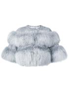 Oscar De La Renta Cropped Fox Bolero - Grey