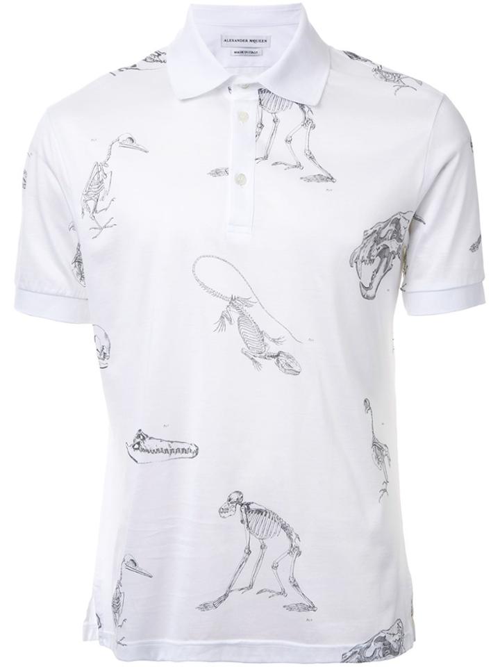Alexander Mcqueen Victorian Skeleton Print Polo Shirt - White