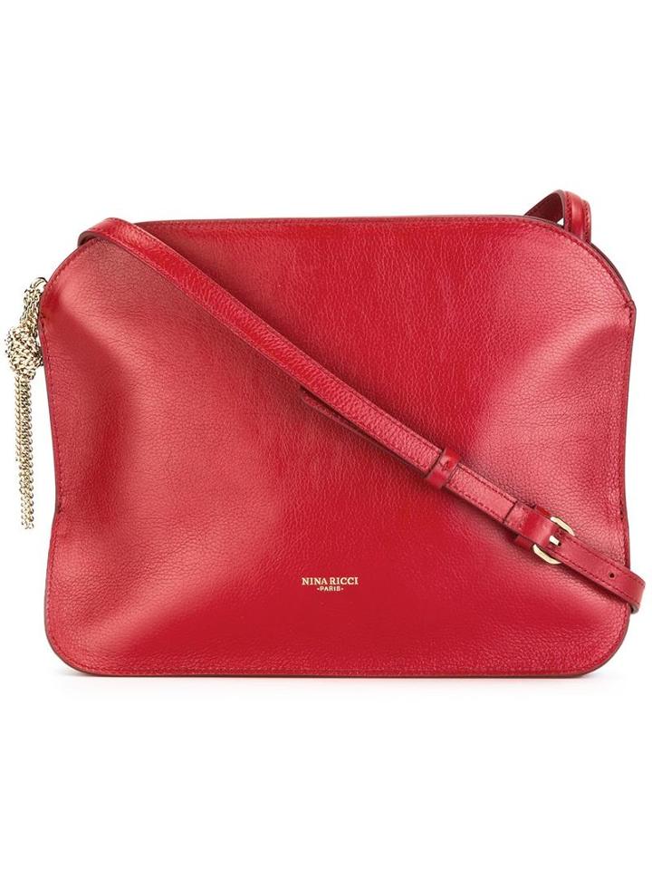 Nina Ricci Chain Detailing Crossbody Bag, Women's, Red, Leather